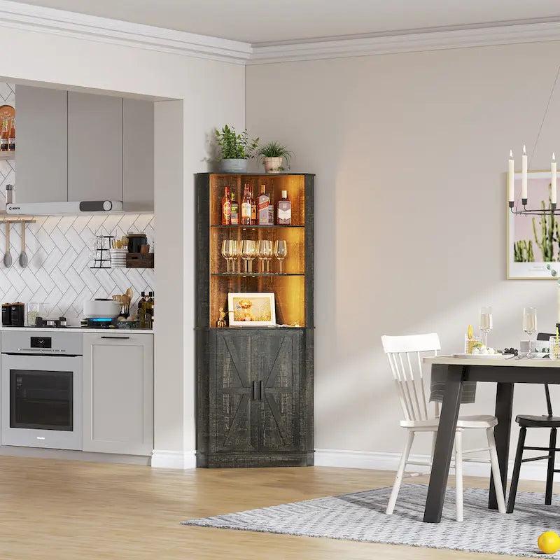 Mobile ad Angolo Alto 66 Pollici con Luce LED e Spazio Contenitore