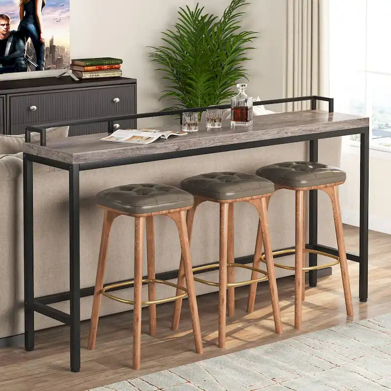 Tavolo consolle stretto lungo 70,9 pollici con struttura in metallo industriale