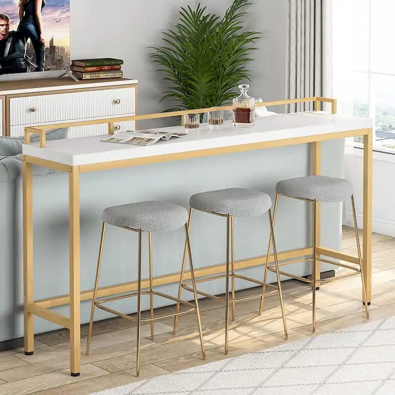 Tavolo consolle stretto lungo 70,9 pollici con struttura in metallo industriale