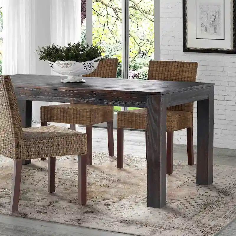 Tavolo da pranzo in pino massiccio rustico effetto legno di deriva/legno di fienile/noce rustico, 6 posti a sedere