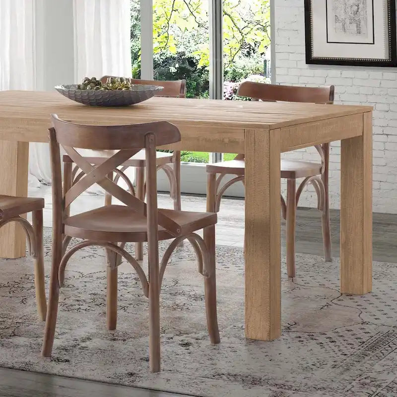 Tavolo da pranzo in pino massiccio rustico effetto legno di deriva/legno di fienile/noce rustico, 6 posti a sedere