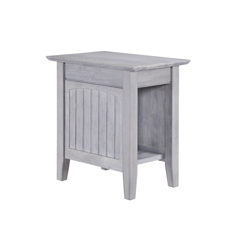 Tavolino da salotto/comodino con doghe in legno, bianco/espresso/legno invecchiato, 1 persona