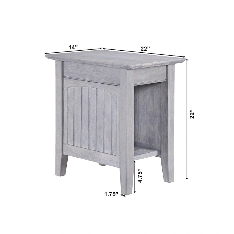Tavolino da salotto/comodino con doghe in legno, bianco/espresso/legno invecchiato, 1 persona
