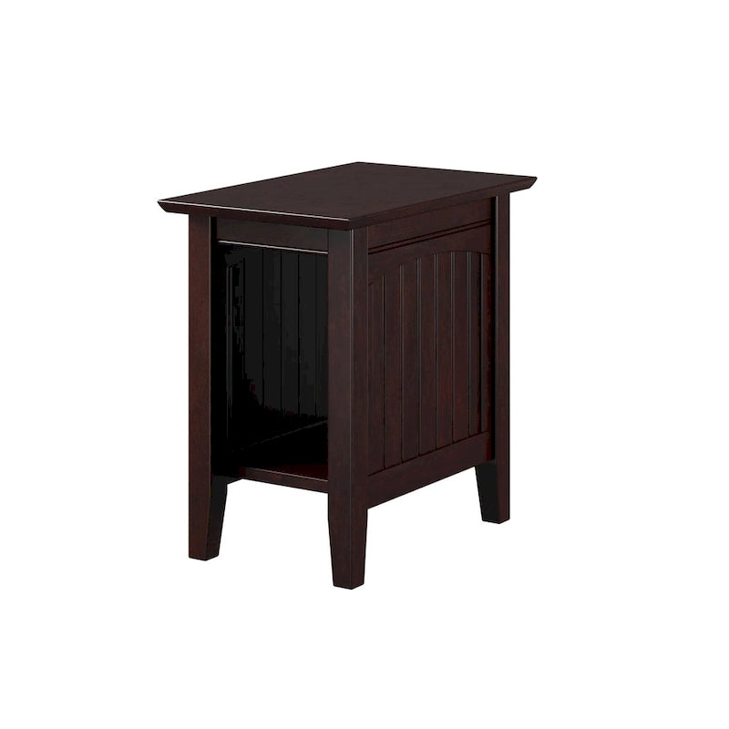 Tavolino da salotto/comodino con doghe in legno, bianco/espresso/legno invecchiato, 1 persona