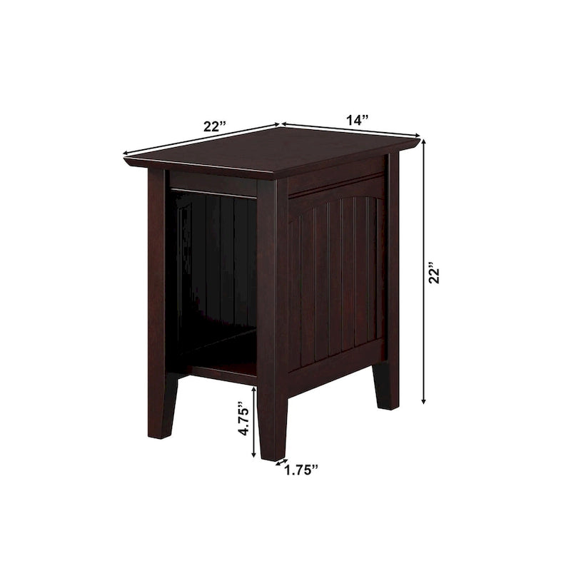 Tavolino da salotto/comodino con doghe in legno, bianco/espresso/legno invecchiato, 1 persona