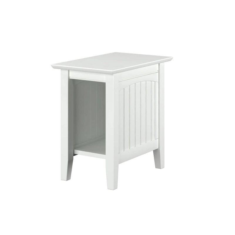 Tavolino da salotto/comodino con doghe in legno, bianco/espresso/legno invecchiato, 1 persona