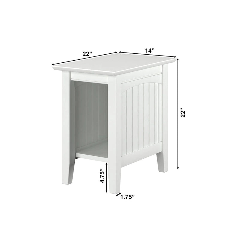 Tavolino da salotto/comodino con doghe in legno, bianco/espresso/legno invecchiato, 1 persona