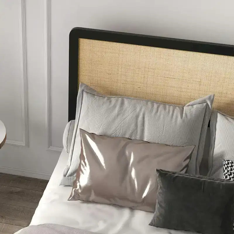Struttura letto a piattaforma in rattan naturale, queen/matrimoniale, 2 posti