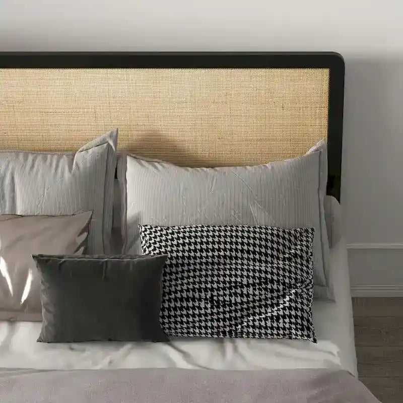 Struttura letto a piattaforma in rattan naturale, queen/matrimoniale, 2 posti