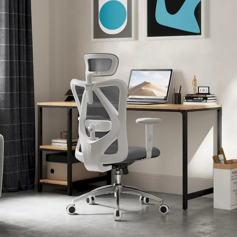 Sedia da ufficio ergonomica in rete a schienale alto multicolore, utente singolo