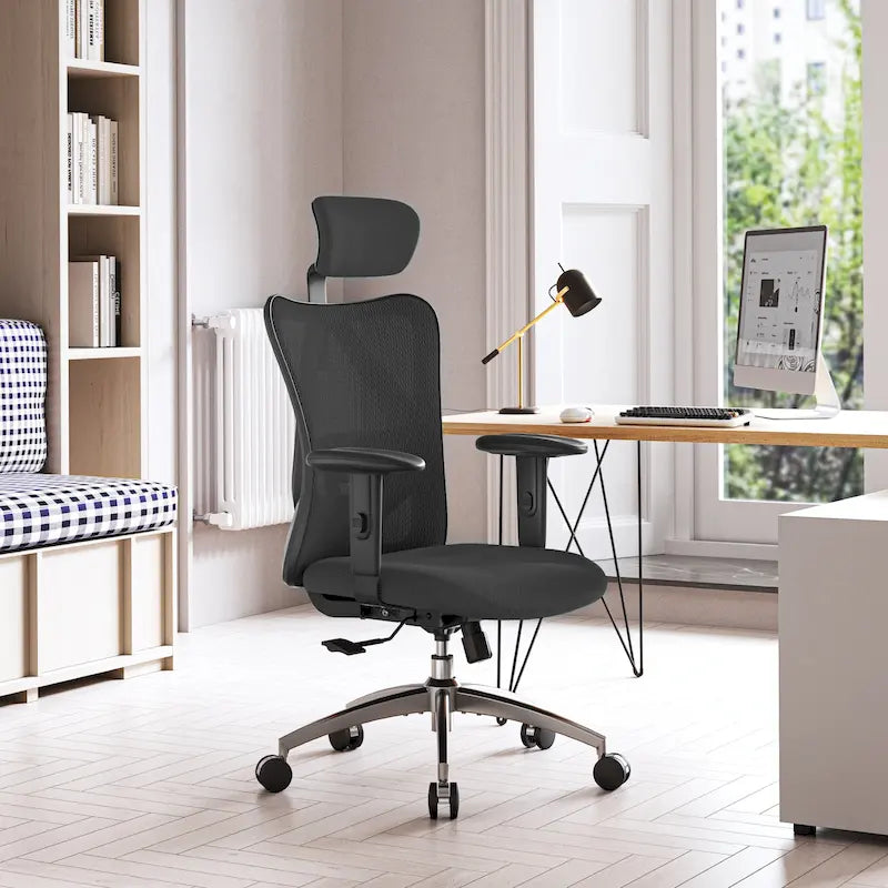 Sedia da ufficio ergonomica in rete a schienale alto multicolore, utente singolo