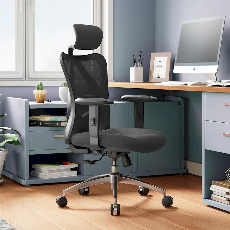 Sedia da ufficio ergonomica in rete a schienale alto multicolore, utente singolo