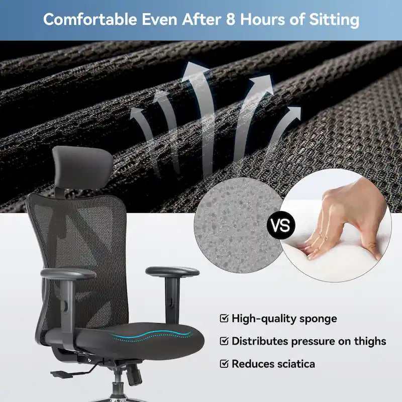Sedia da ufficio ergonomica in rete a schienale alto multicolore, utente singolo