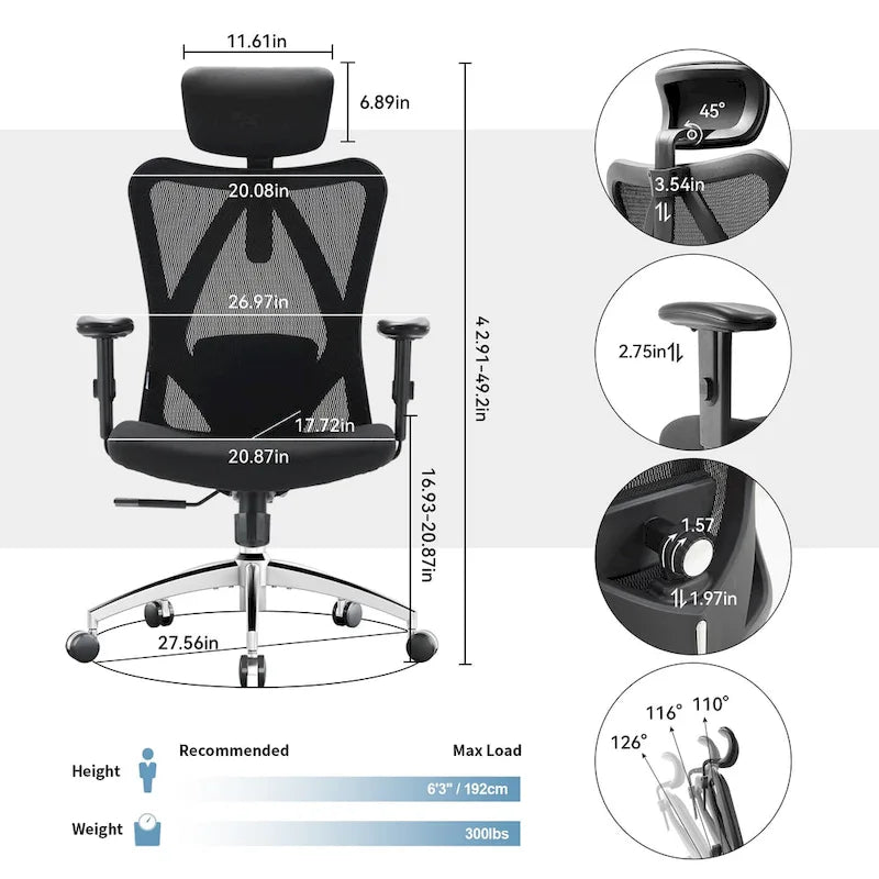 Sedia da ufficio ergonomica in rete a schienale alto multicolore, utente singolo