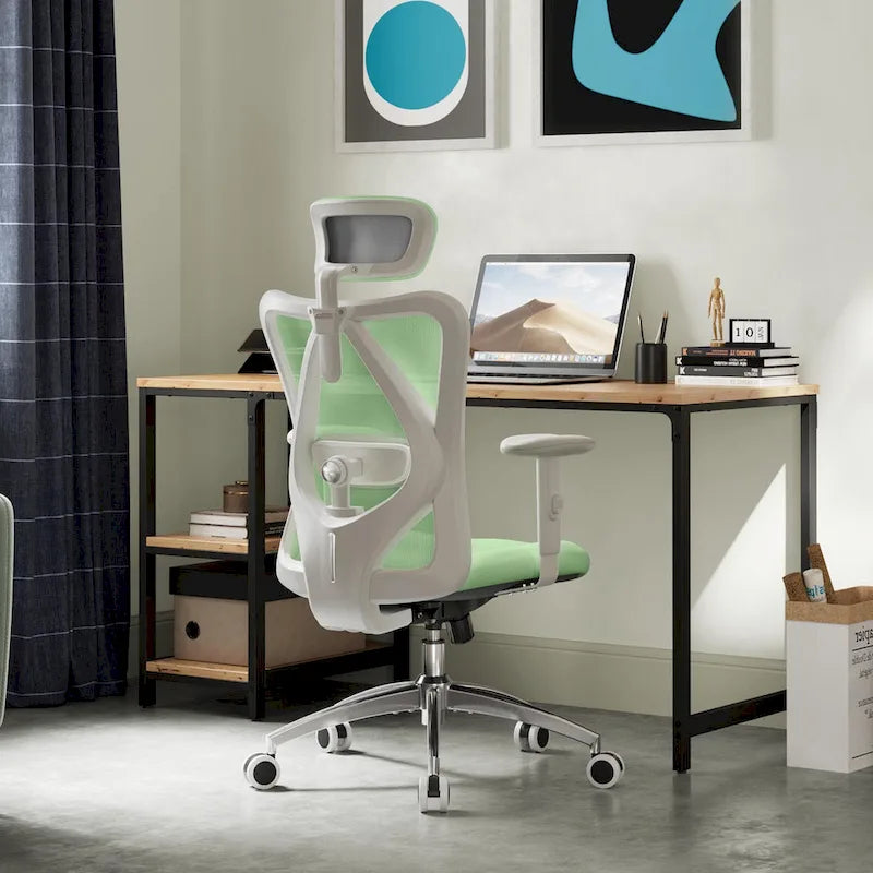 Sedia da ufficio ergonomica in rete a schienale alto multicolore, utente singolo