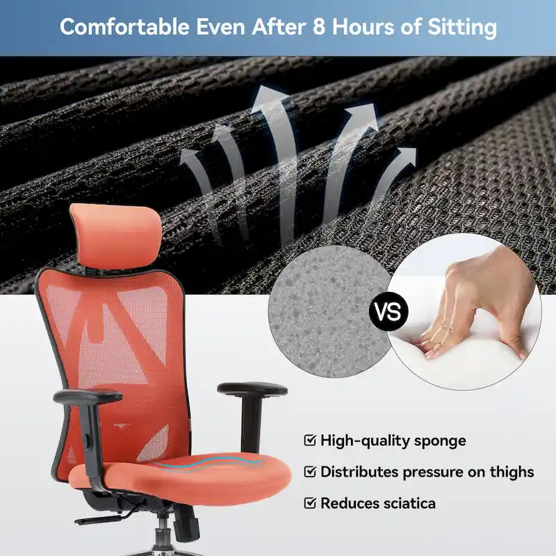 Sedia da ufficio ergonomica in rete a schienale alto multicolore, utente singolo