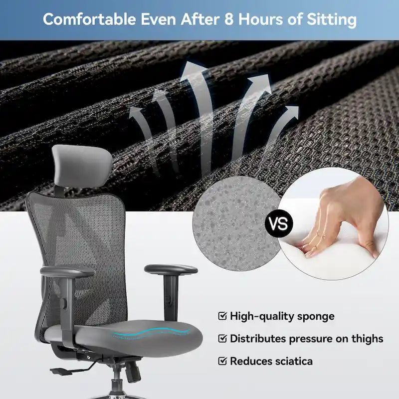 Sedia da ufficio ergonomica in rete a schienale alto multicolore, utente singolo