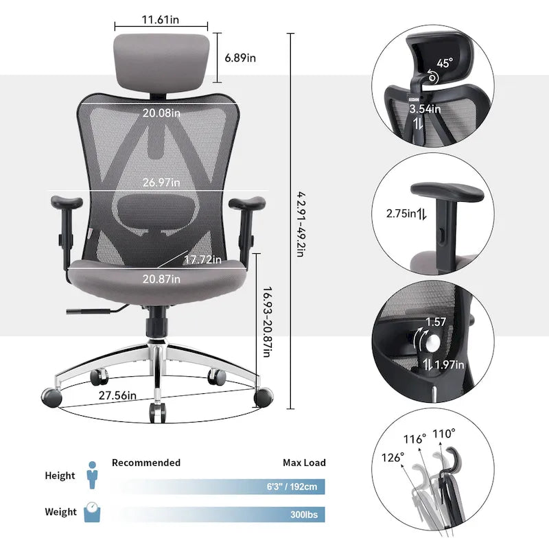 Sedia da ufficio ergonomica in rete a schienale alto multicolore, utente singolo