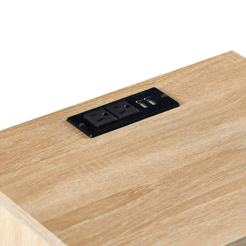 Tavolino in Rattan Naturale/Bianco/Nero con Cassetto, Singolo
