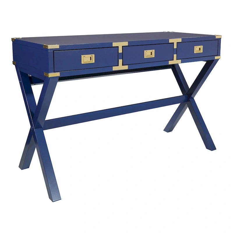 Scrivania in stile militare con stazione di ricarica e cassetti portaoggetti