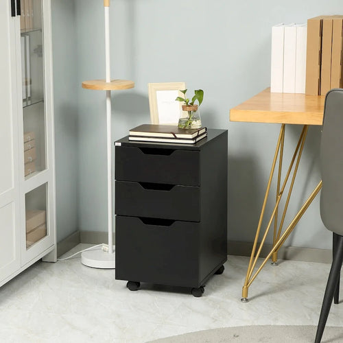 Schedario mobile a 3 cassetti con rotelle, supporto per stampante, schedario verticale