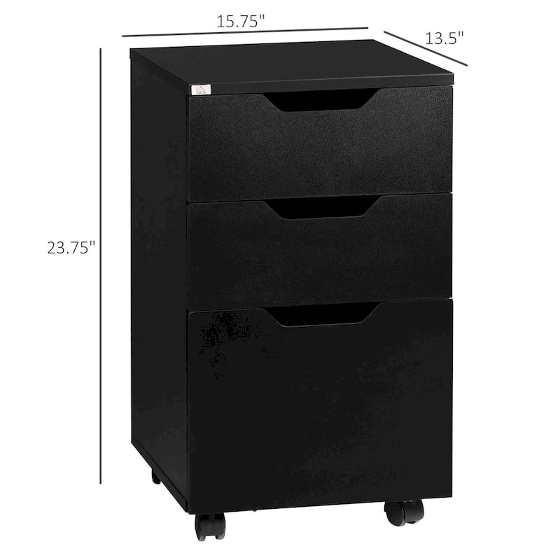 Schedario mobile a 3 cassetti con rotelle, supporto per stampante, schedario verticale