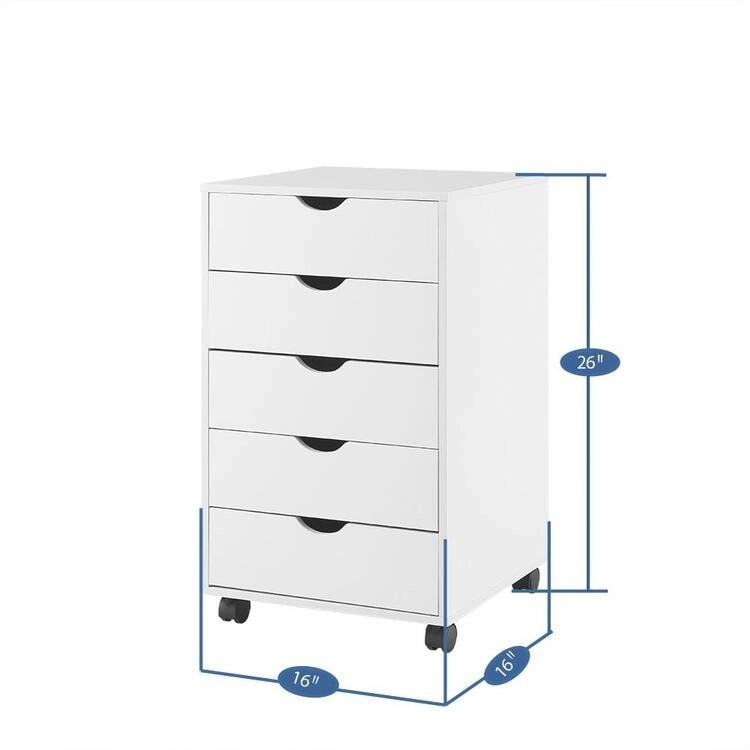 Cassettiera per documenti mobile in legno a 5 cassetti con ruote rimovibili per ufficio