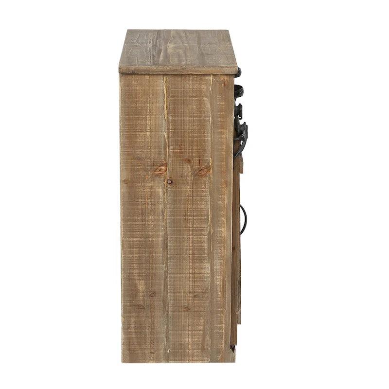Armadietto contenitore rustico marrone con anta scorrevole a fienile - 31,8 A x 24 L x 12 P