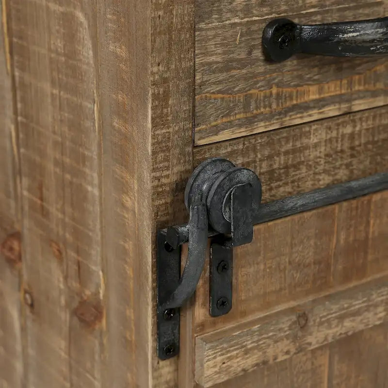 Armadietto contenitore rustico marrone con anta scorrevole a fienile - 31,8 A x 24 L x 12 P