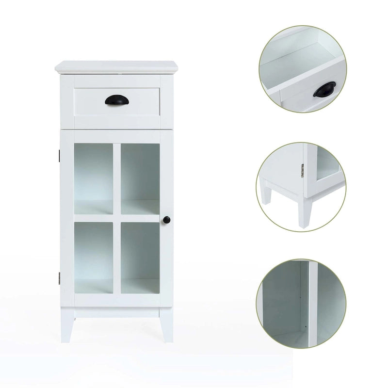 Mobiletto e tavolino da bagno sottile in MDF bianco