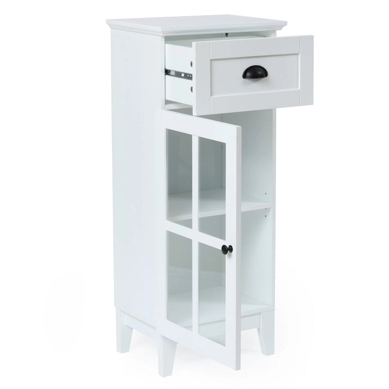 Mobiletto e tavolino da bagno sottile in MDF bianco