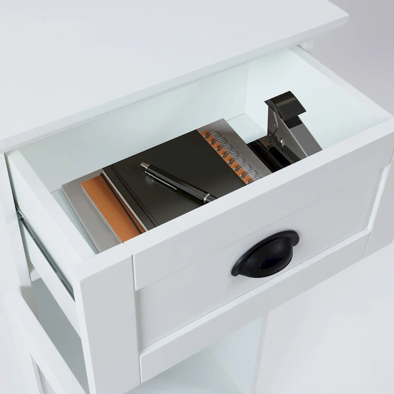Mobiletto e tavolino da bagno sottile in MDF bianco