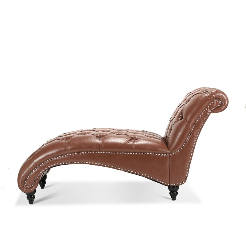 Chaise longue marrone trapuntata senza braccioli, singola