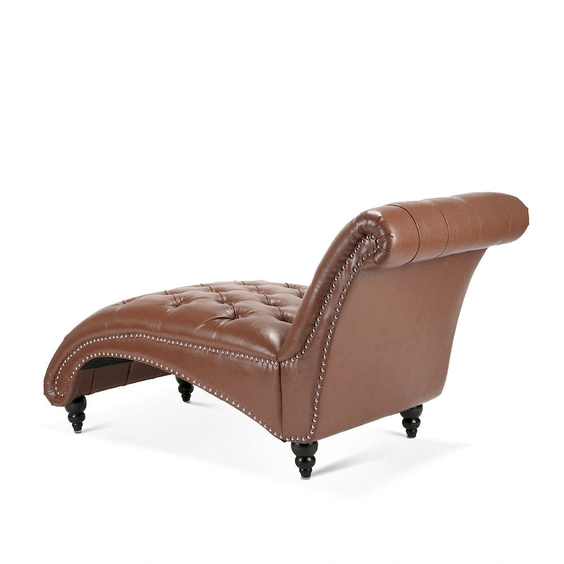 Chaise longue marrone trapuntata senza braccioli, singola