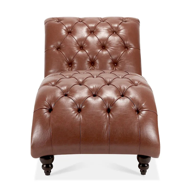 Chaise longue marrone trapuntata senza braccioli, singola