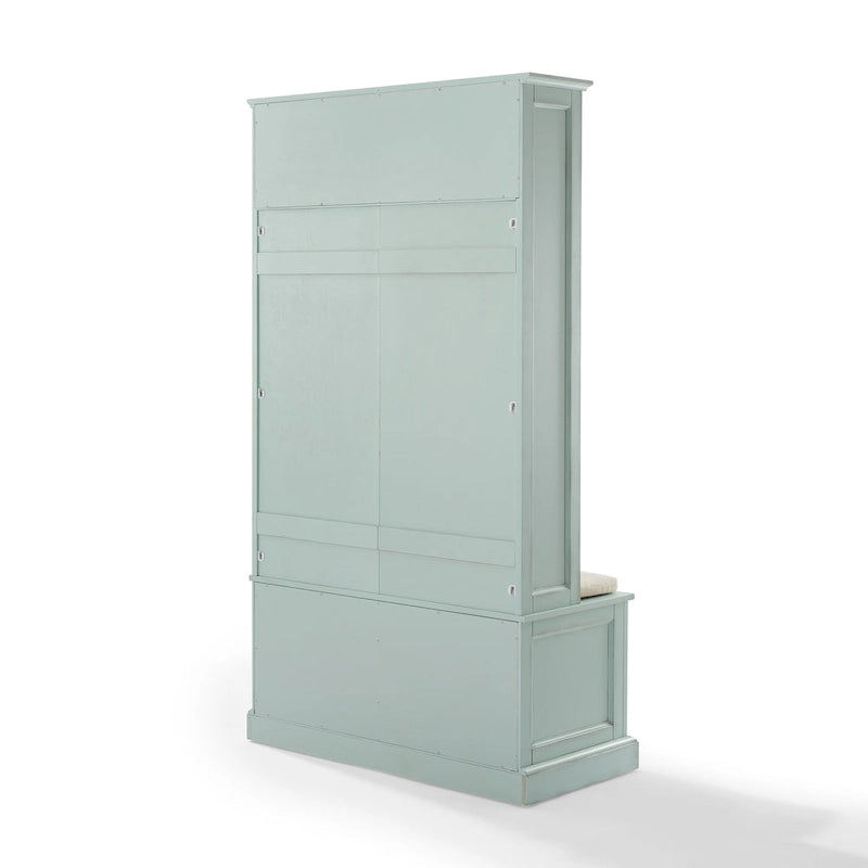 Albero da ingresso con panca, ganci e armadietti, colore blu mare / bianco anticato – 1 Persona