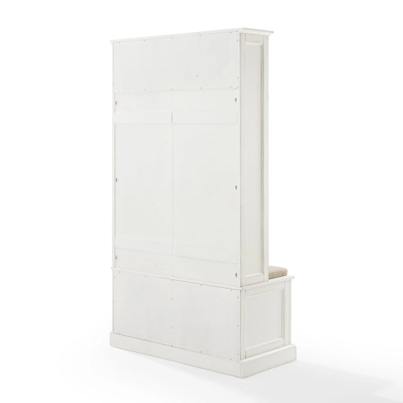 Albero da ingresso con panca, ganci e armadietti, colore blu mare / bianco anticato – 1 Persona