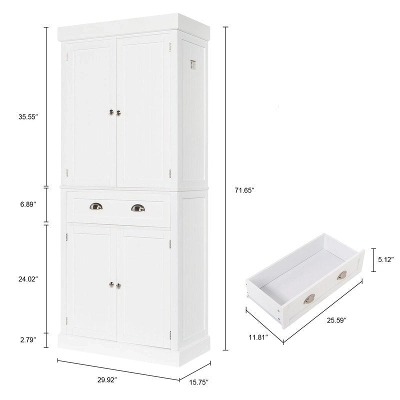 Armadio a doppia anta, un cassetto e 5 ripiani, colore bianco, per 1 persona