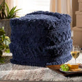 Pouf Ottomano Marocchino Tessuto a Mano in Cotone Felpato con Frange