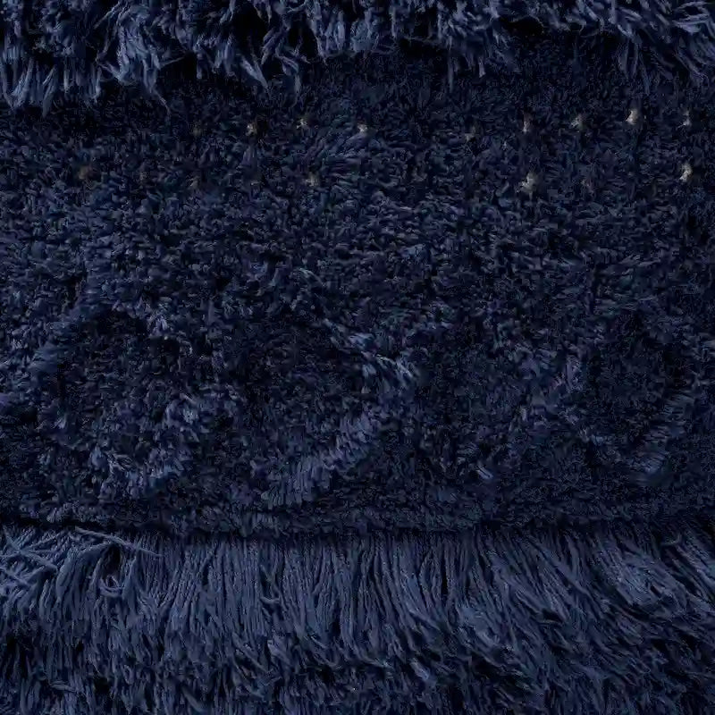 Pouf Ottomano Marocchino Tessuto a Mano in Cotone Felpato con Frange