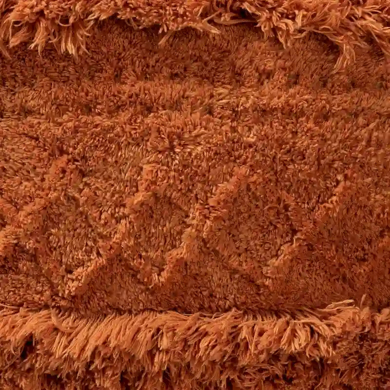Pouf Ottomano Marocchino Tessuto a Mano in Cotone Felpato con Frange