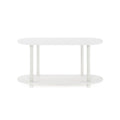 Tavolino ovale White/Bauhaus Oak con ripiano inferiore, 1 persona