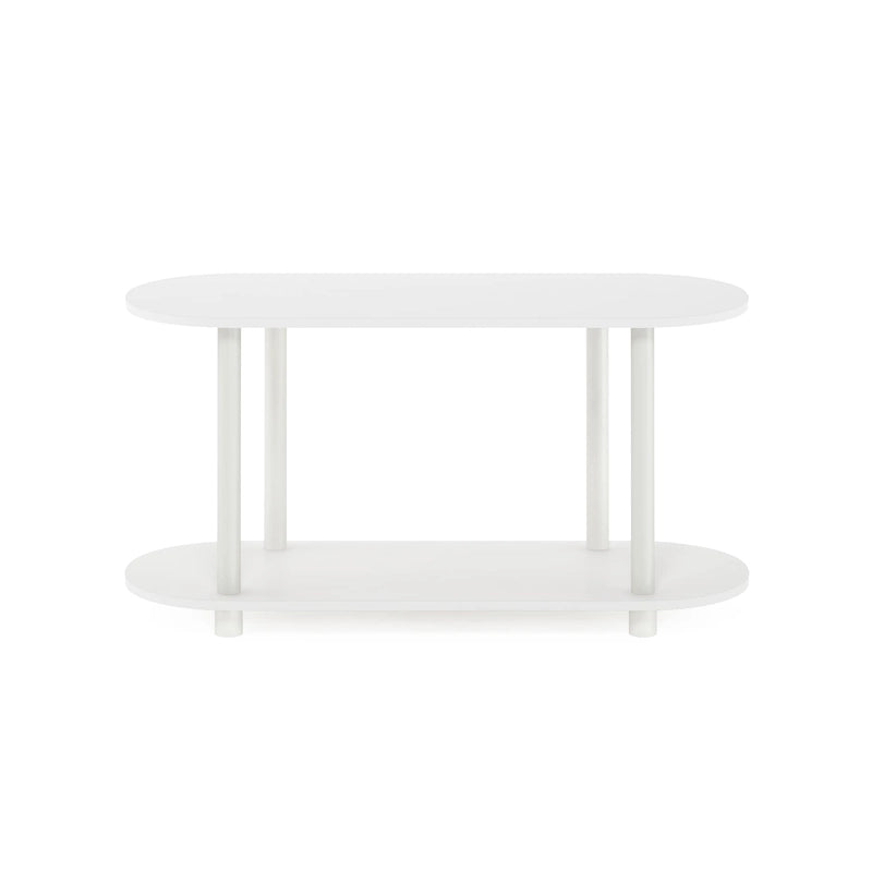 Tavolino ovale White/Bauhaus Oak con ripiano inferiore, 1 persona
