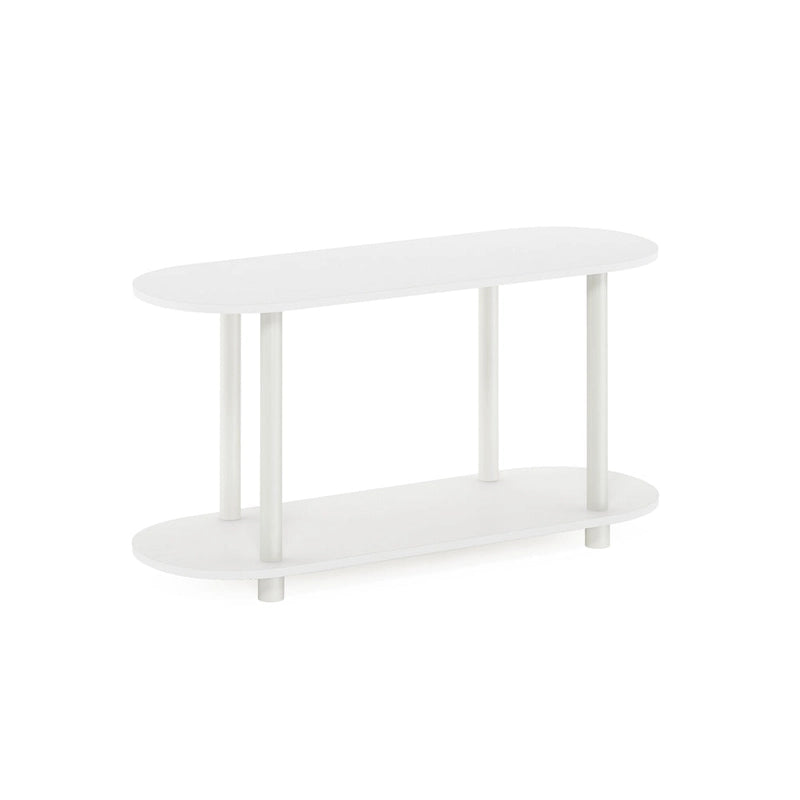 Tavolino ovale White/Bauhaus Oak con ripiano inferiore, 1 persona