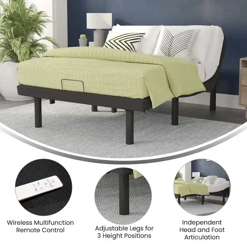 Base letto regolabile motorizzata nera con telecomando wireless – 1 o 2 persone