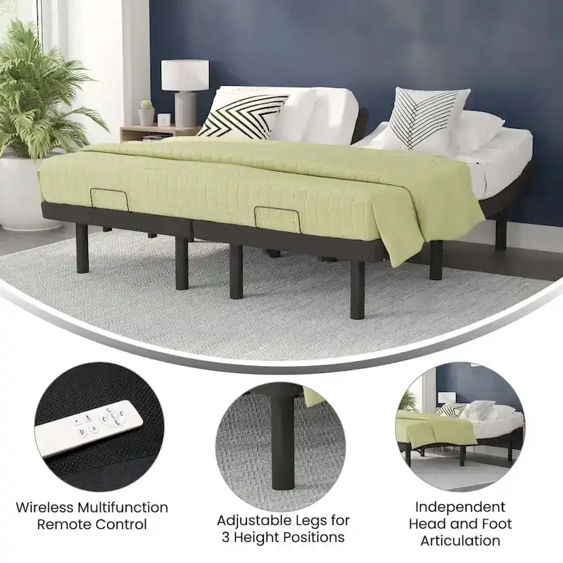Base letto regolabile motorizzata nera con telecomando wireless – 1 o 2 persone