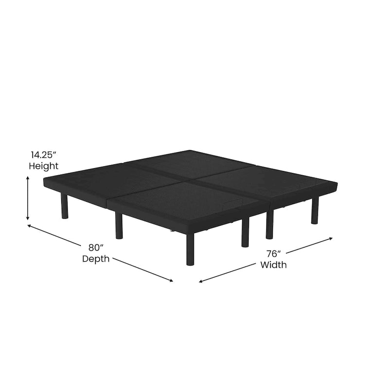 Base letto regolabile motorizzata nera con telecomando wireless – 1 o 2 persone