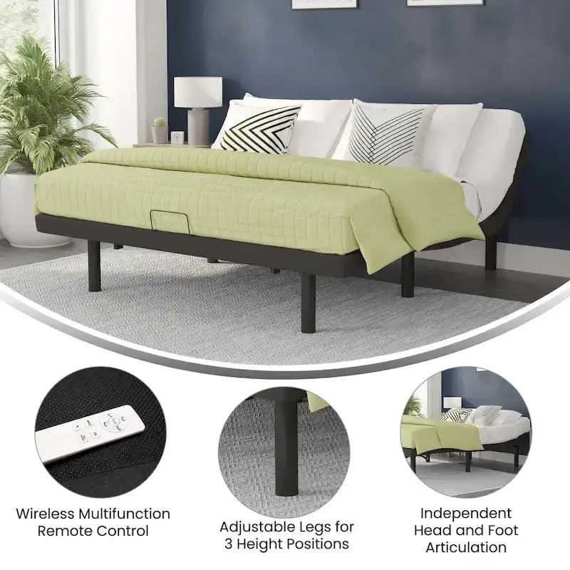 Base letto regolabile motorizzata nera con telecomando wireless – 1 o 2 persone