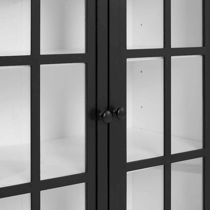 Dispensa bianca alta bicolore con ante in vetro, singola