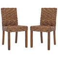 Sedia da pranzo laterale in vimini marrone naturale, set da 2